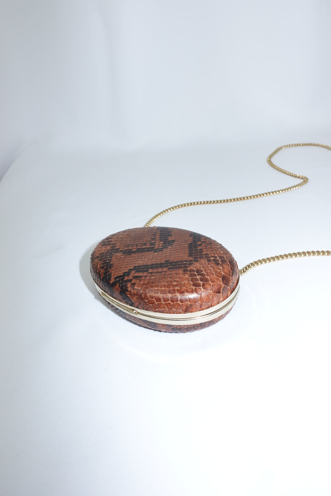 Dolce & Gabbana Snake Print Mini Rusty Brown Crossbody Clutch