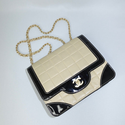 Chanel Vintage Timeless Classic Single Flap Black and Cream