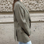 Brown Houndstooth Oversized Blazer 100% Virgin Wool