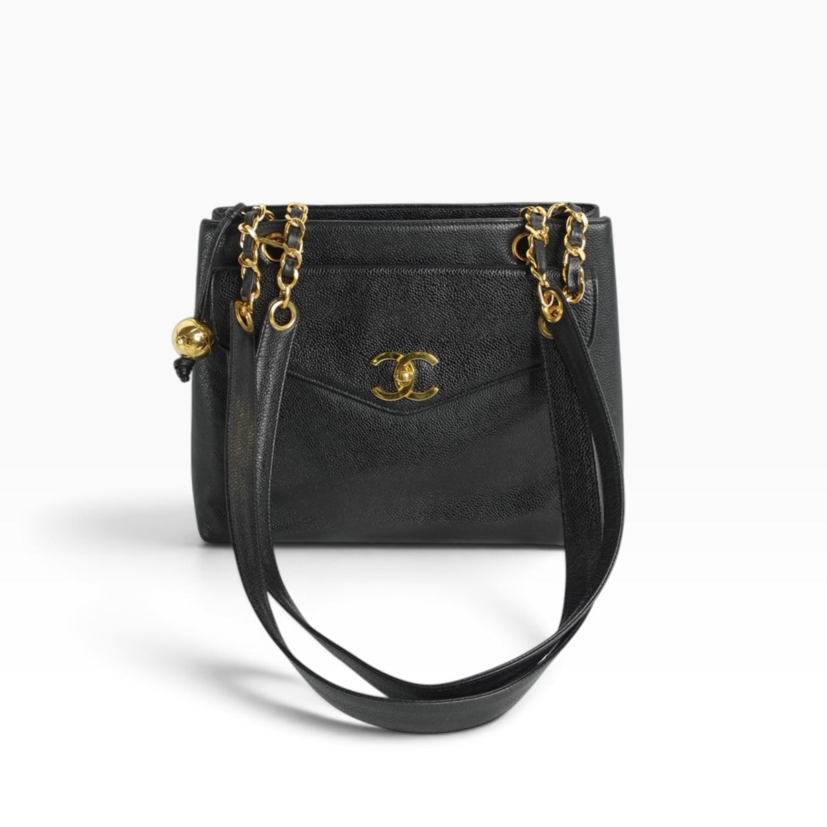 Chanel Black Caviar Leather Tote Bag
