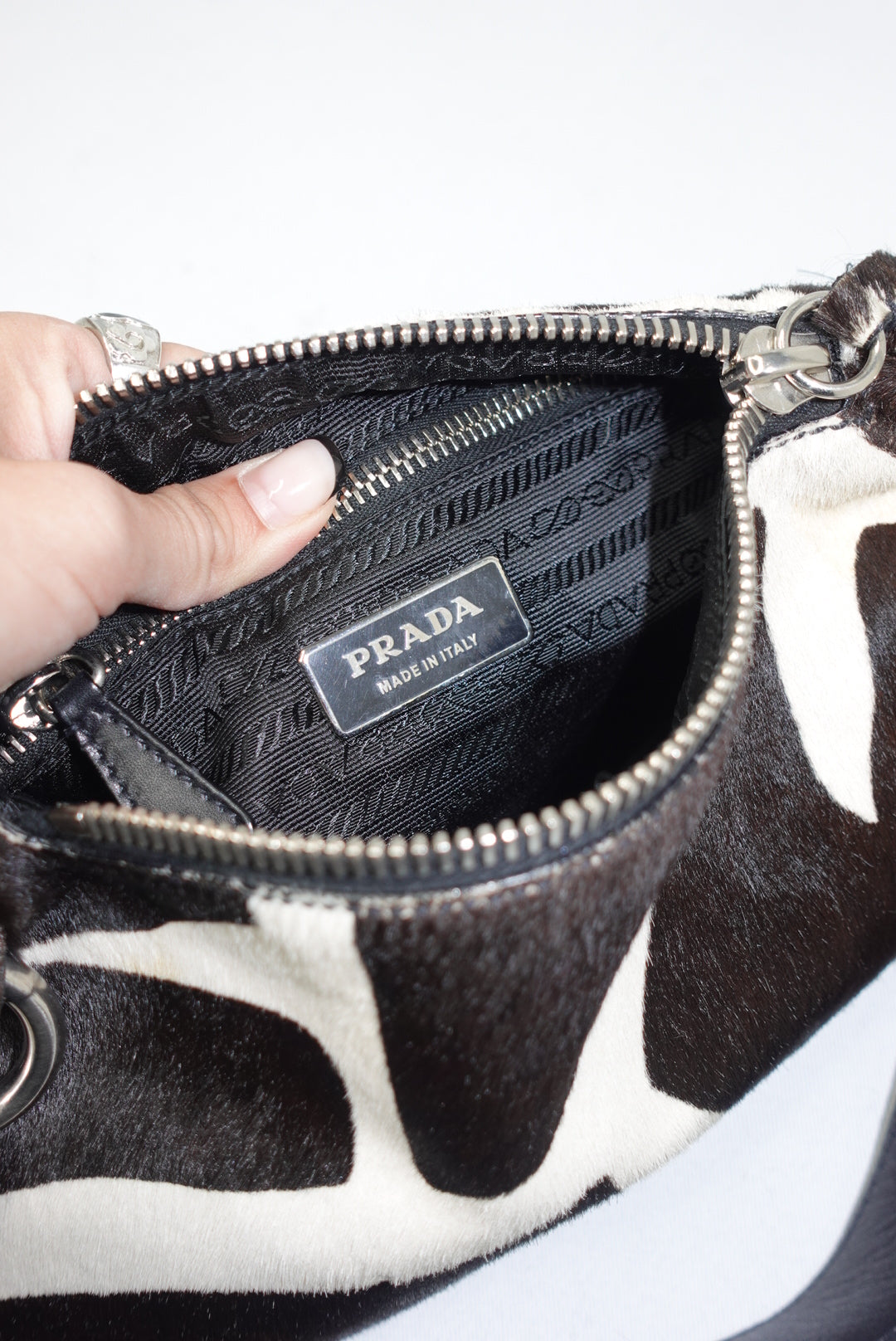 Prada 2000s Vintage Brown Pony Hair Shoulder Bag