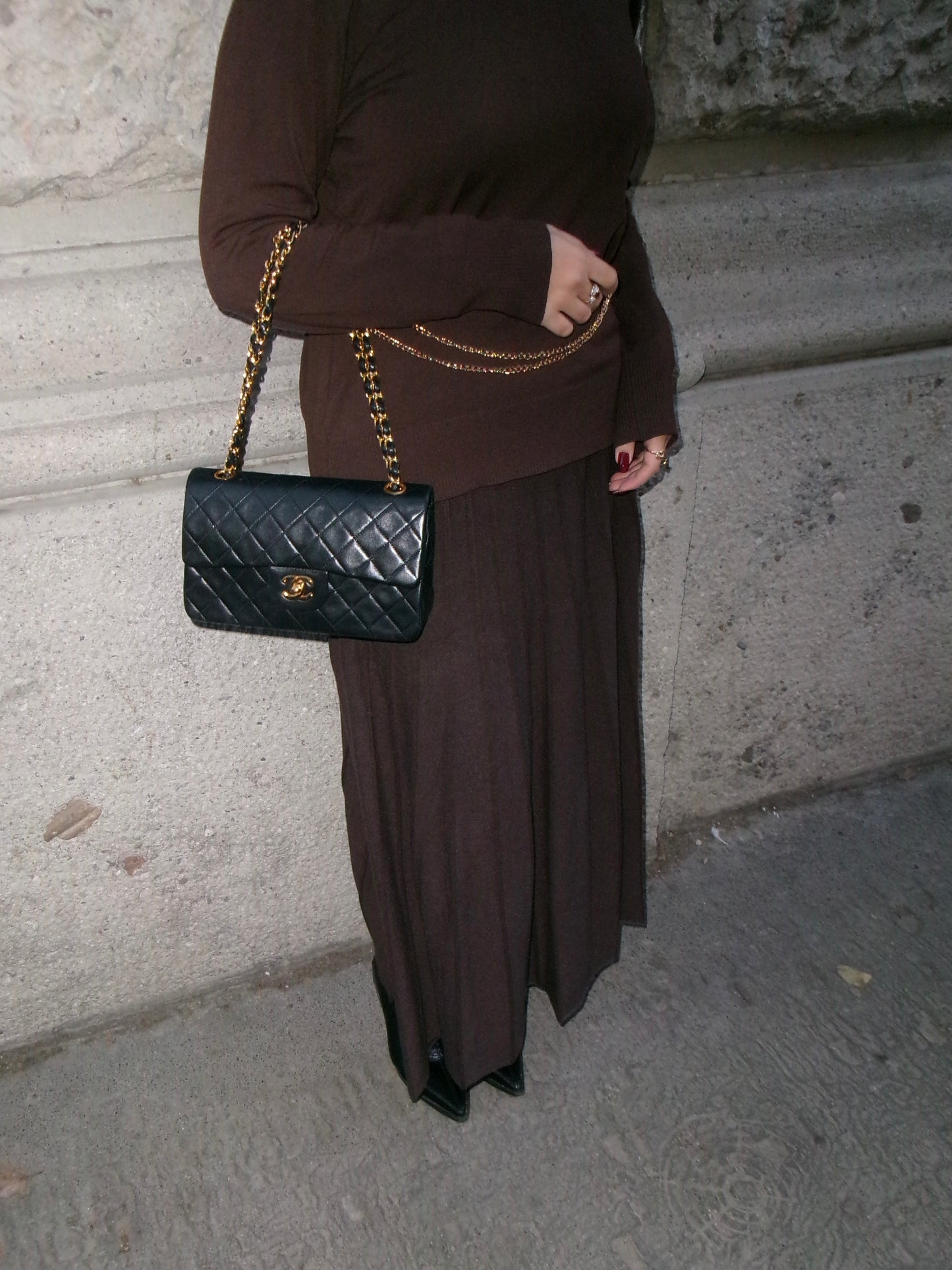 Chanel Vintage Timeless Classic 23 Double Flap Black FULL SET