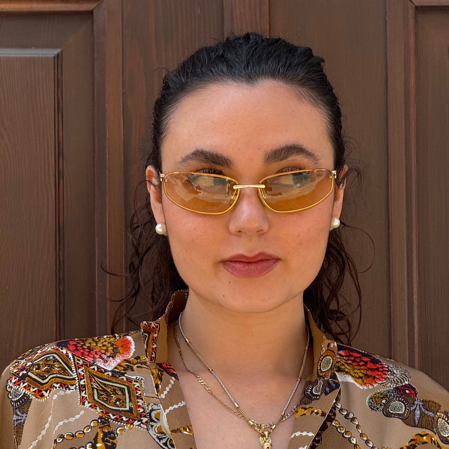 Miu Miu MU Gold Metal Frame Sunglasses