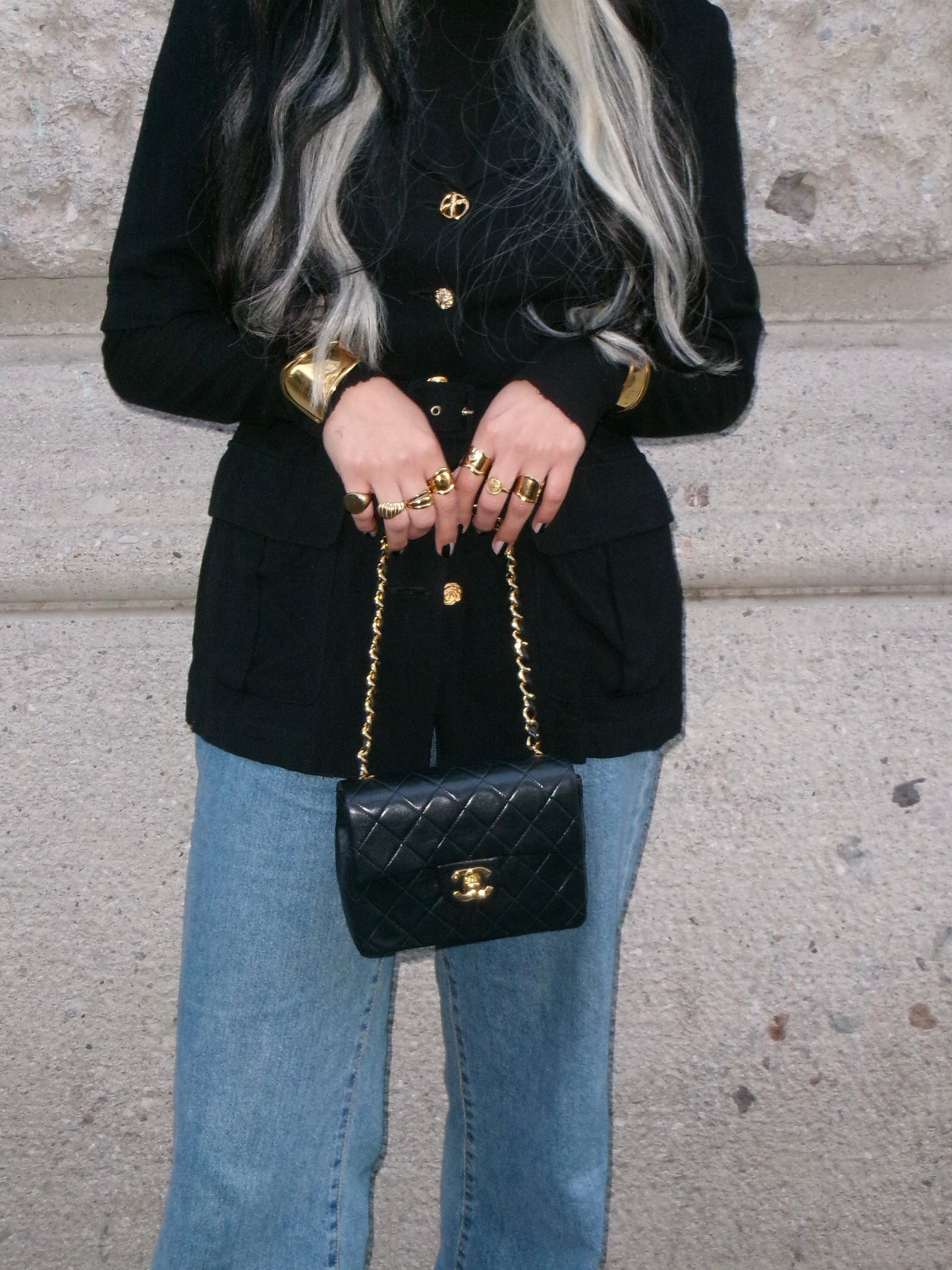 Chanel Classic Timeless Mini Square Bag in Black Quilted Lambskin – Full Set