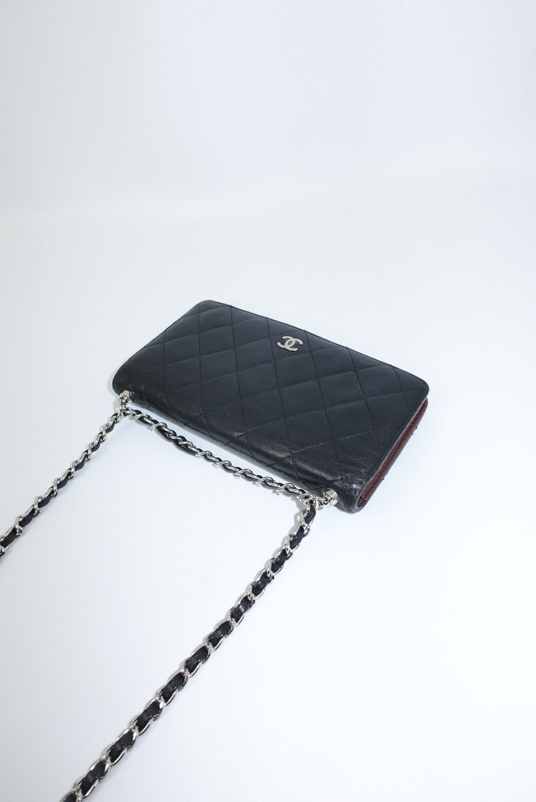 Chanel Re-Worked Black Timeless Bifold Vintage Wallet with Chain
