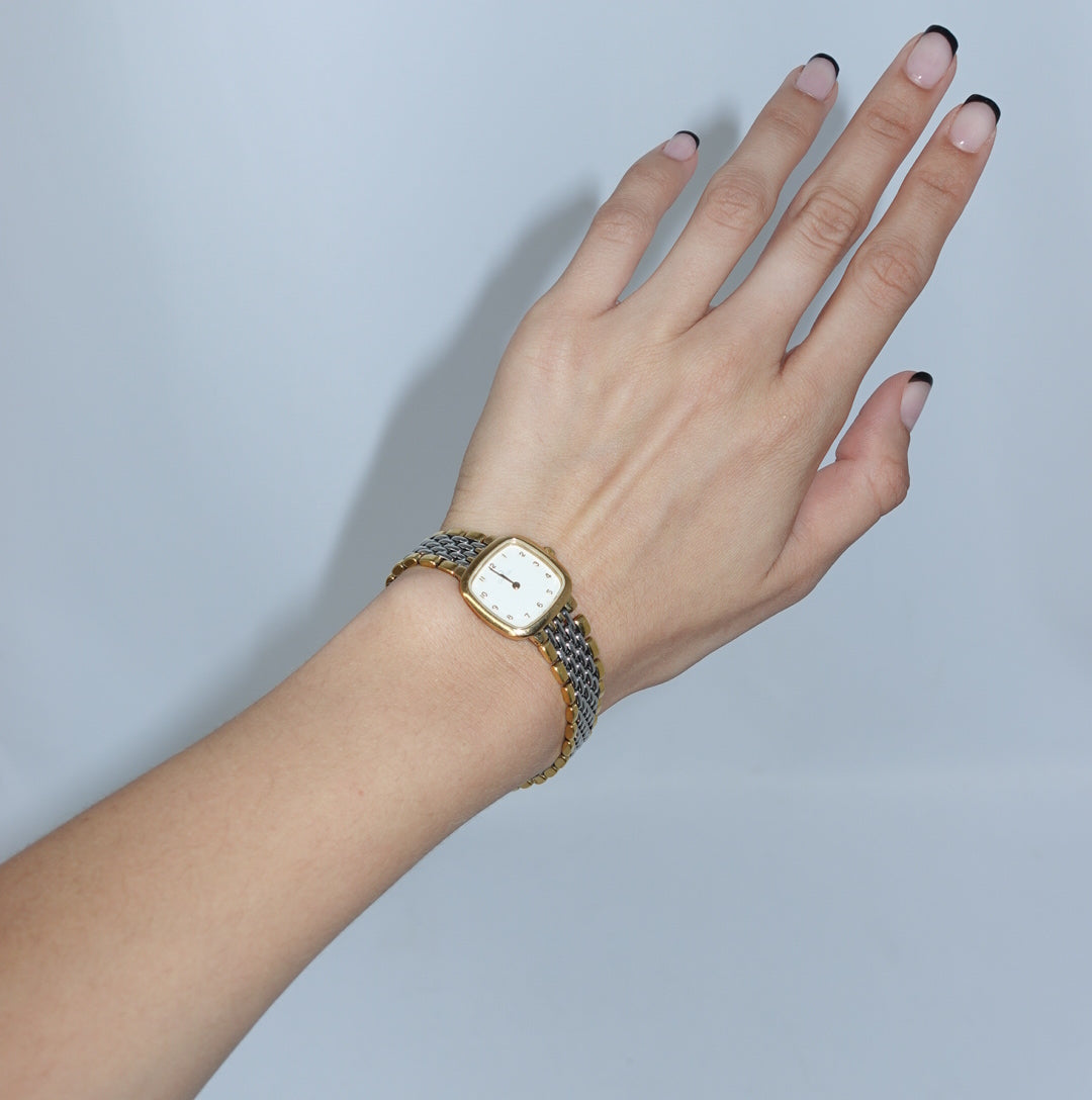     Vintage Omega De Ville Small Square White Dial Two-Tone Watch