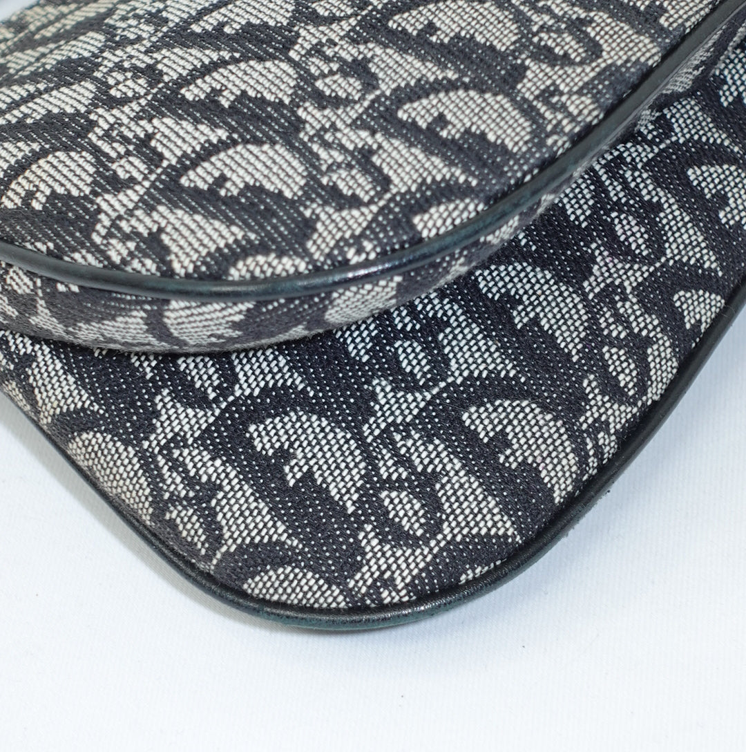 Dior Saddle Flap Monogram Canvas Shoulder Bag