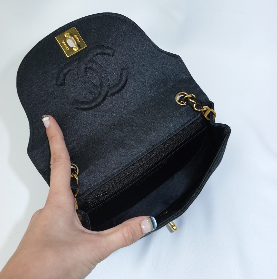 Chanel Vintage Half Moon Satin Vintage Mini Bag