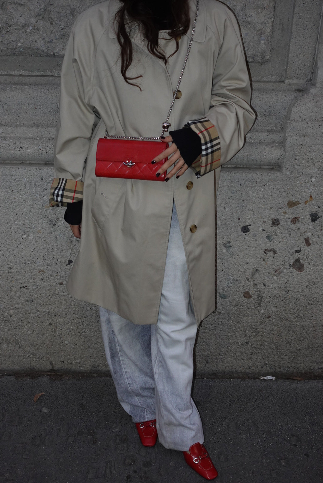 Re-Worked Chanel CC  Timeless Flap Vintage Lobster Red Wallet with Chain