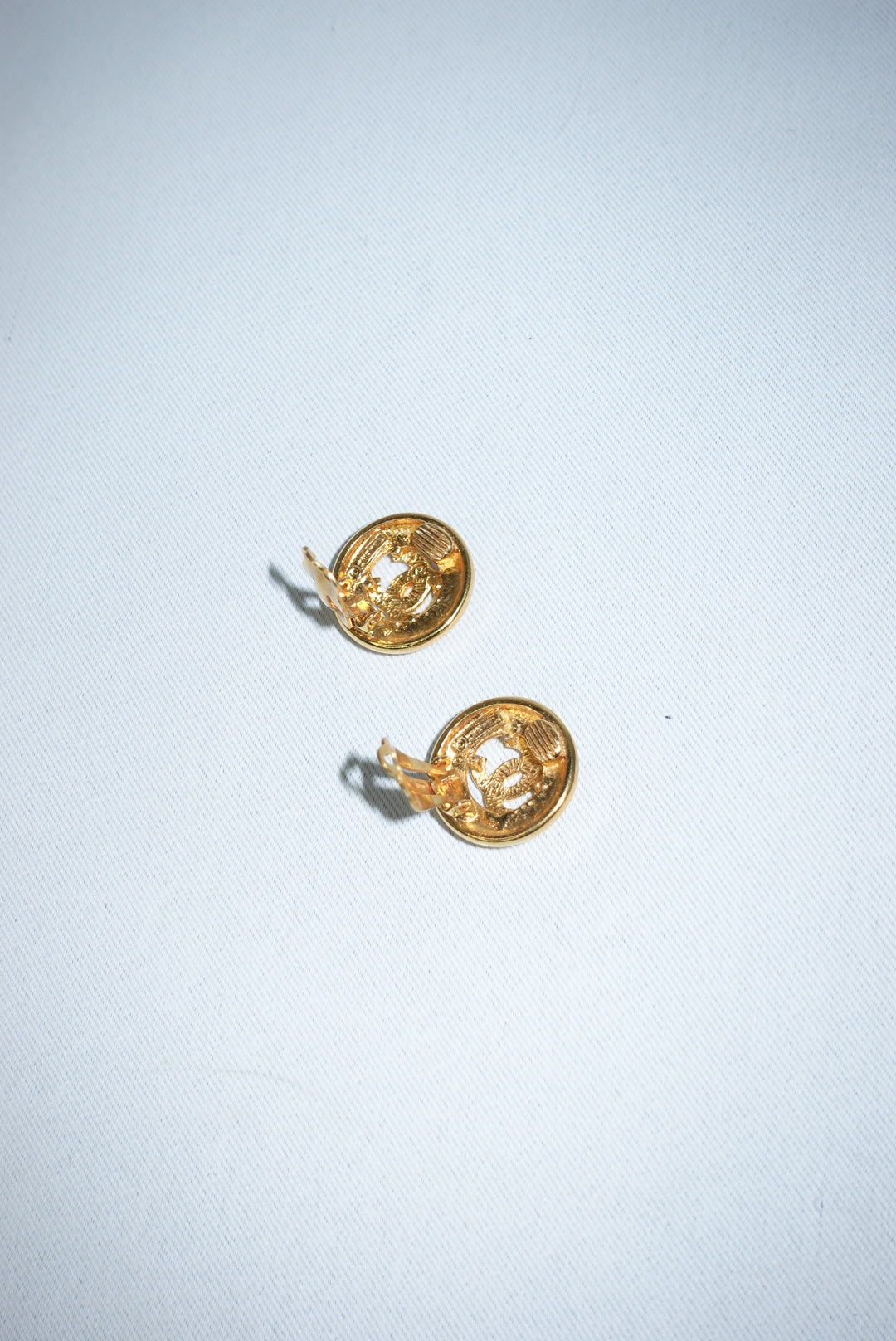 Chanel 24k gold plated CC logo statement earrings clip on