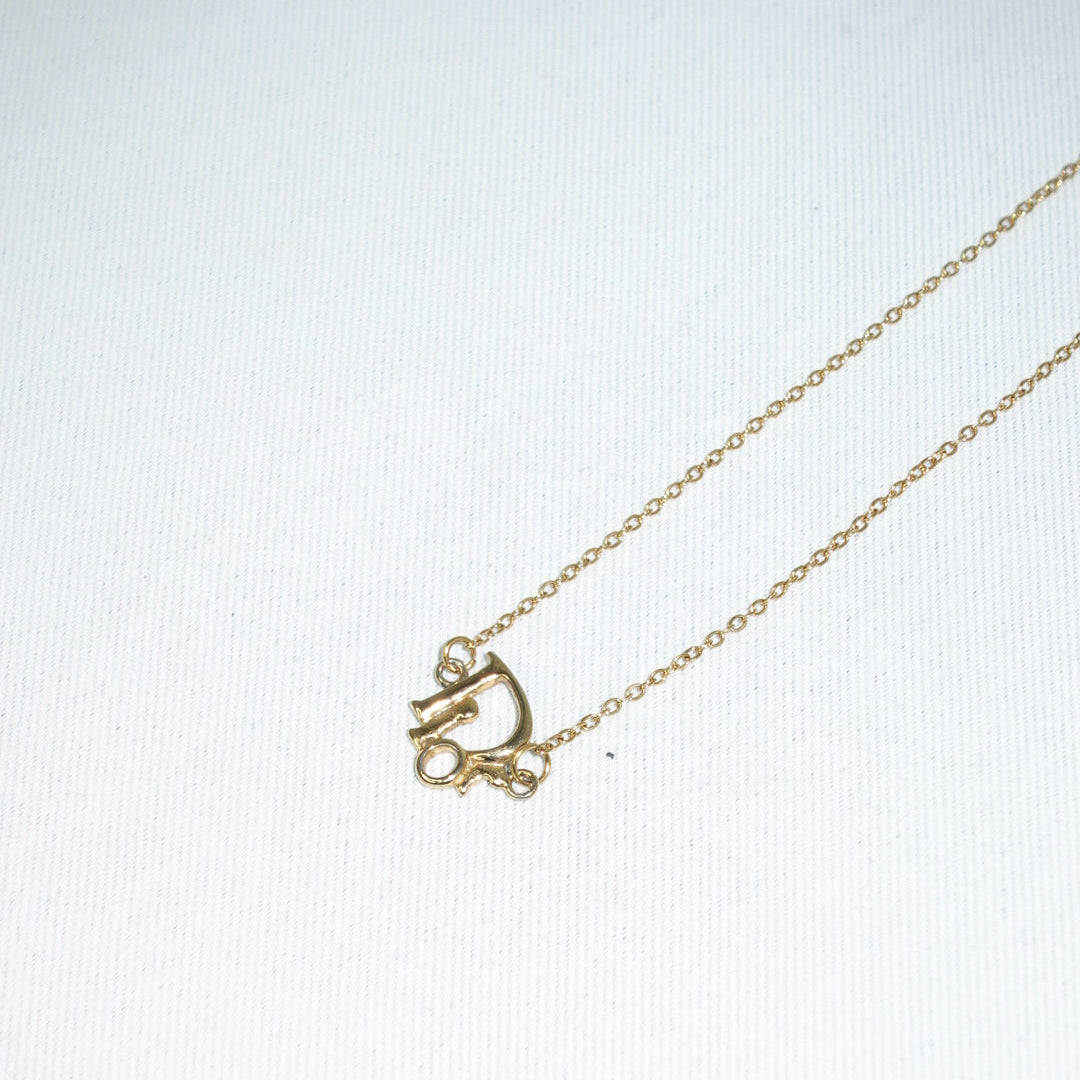 Dior gold tone reworked vintage pendant necklace statement jewelry