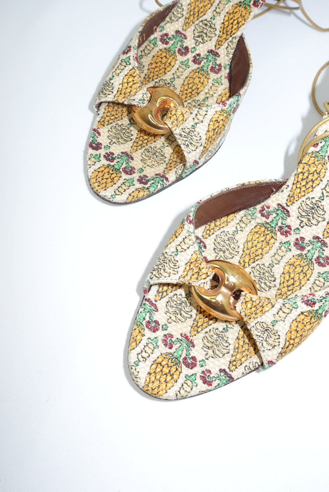 Gucci Pineapple Print Canvas Mules