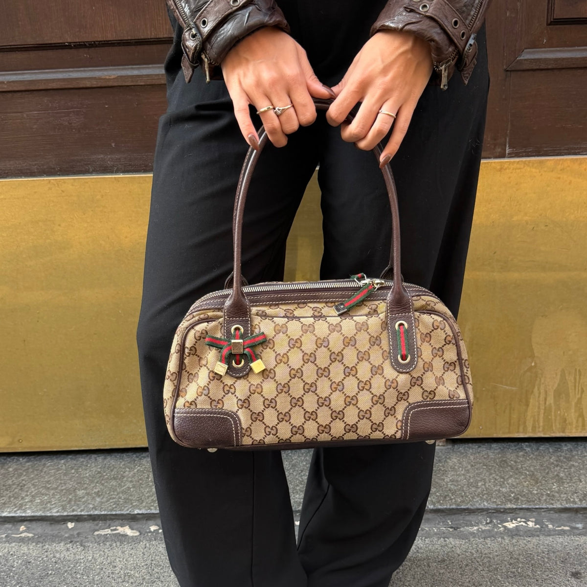 Gucci Brown Monogram Bowling Bag