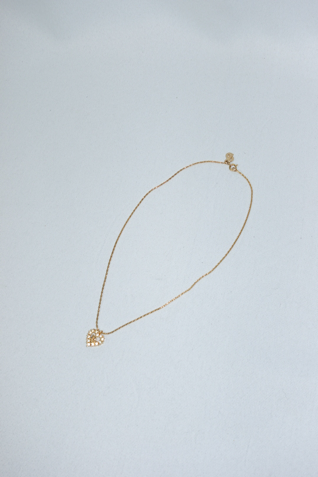 Christian Dior Gold Toned Vintage Heart Crystals Necklace