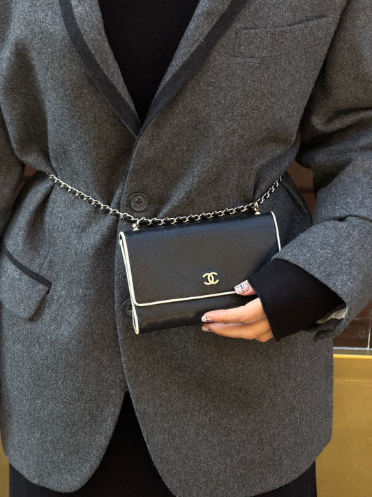 Chanel Re-Worked Flap B&W Limited Edition Wallet with Chain