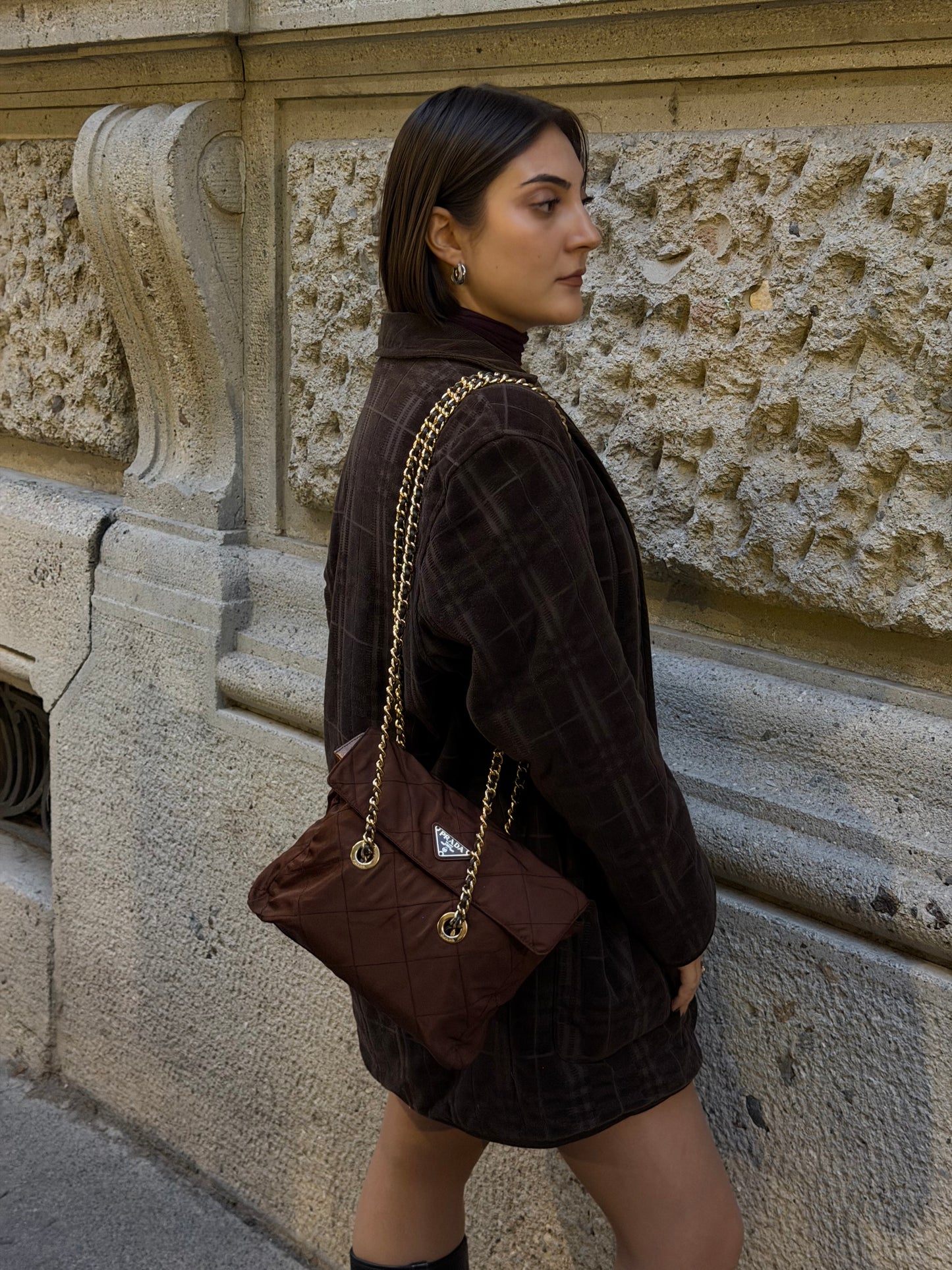 Burberry Brown Vintage Jacket with Golden Details