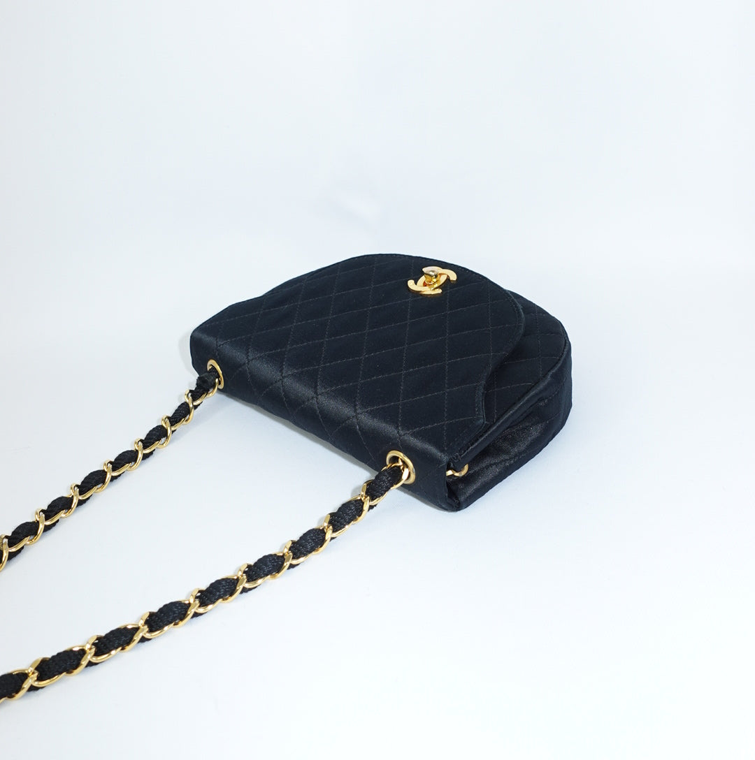 Chanel Vintage Half Moon Satin Vintage Mini Bag