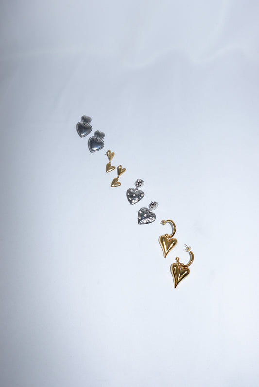 Stainless Steel Heart Earrings With Crystals