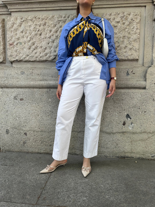 044. Celine White Vintage Jeans