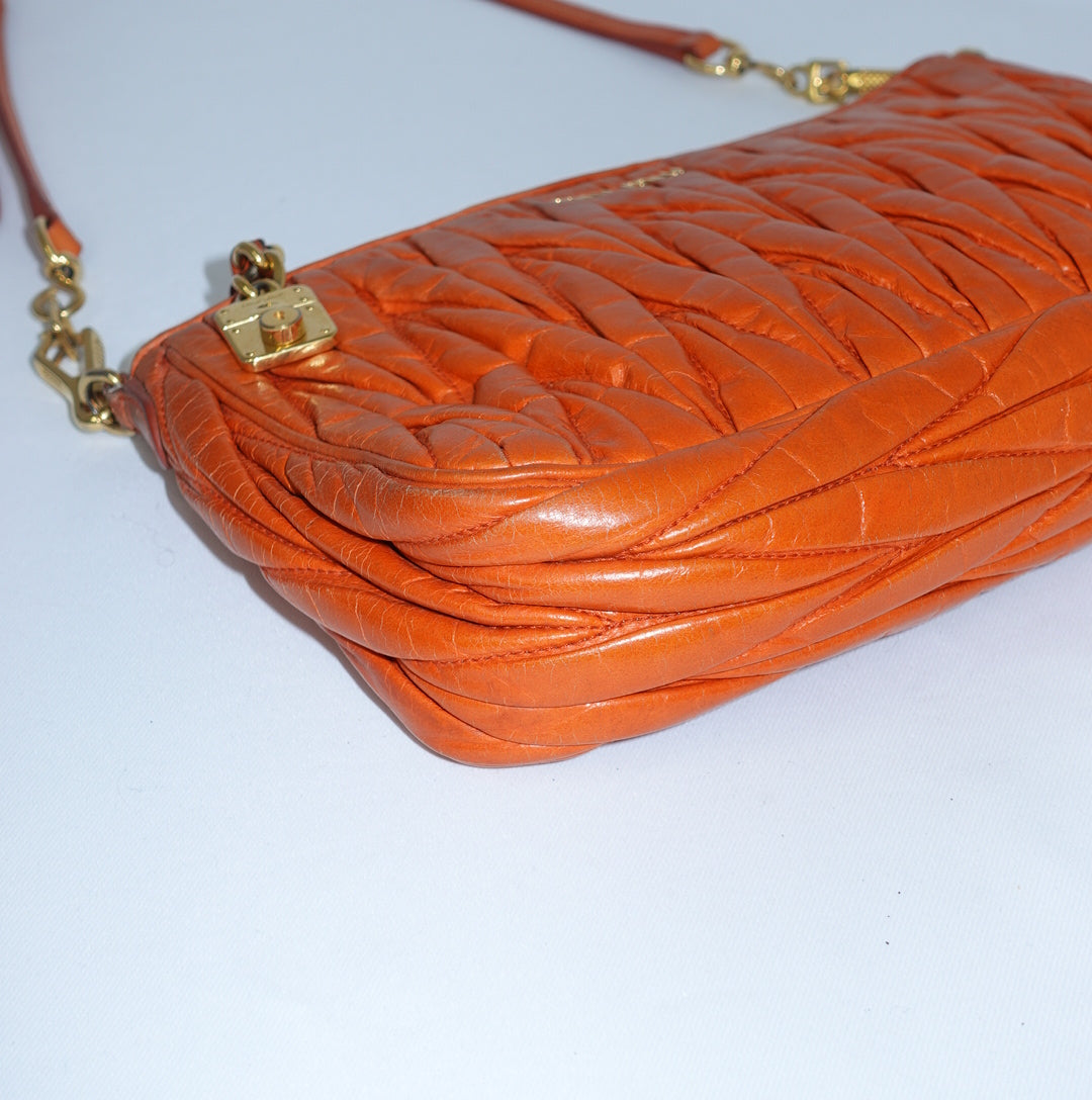 Miu Miu Orange Matelasse Shoulder Bag