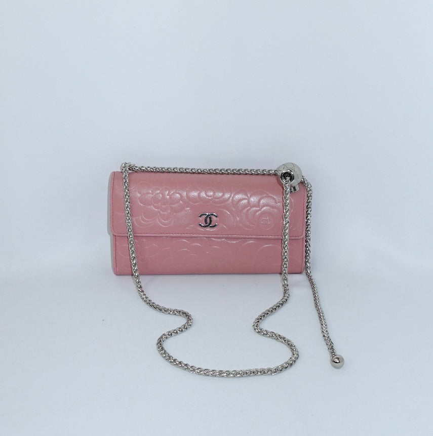 Chanel Pink Camelia Wallet w/Chain