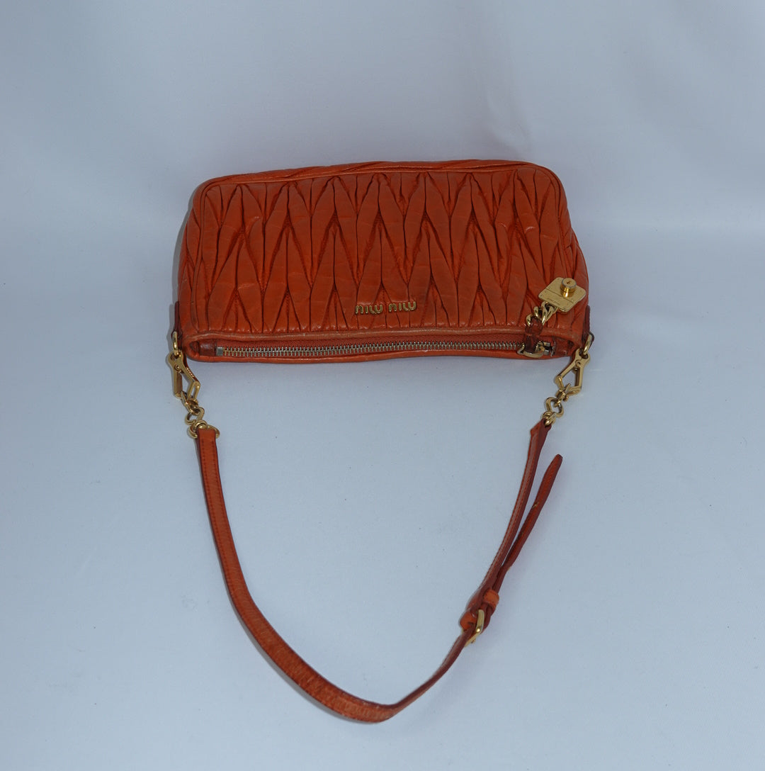 Miu Miu Orange Matelasse Shoulder Bag