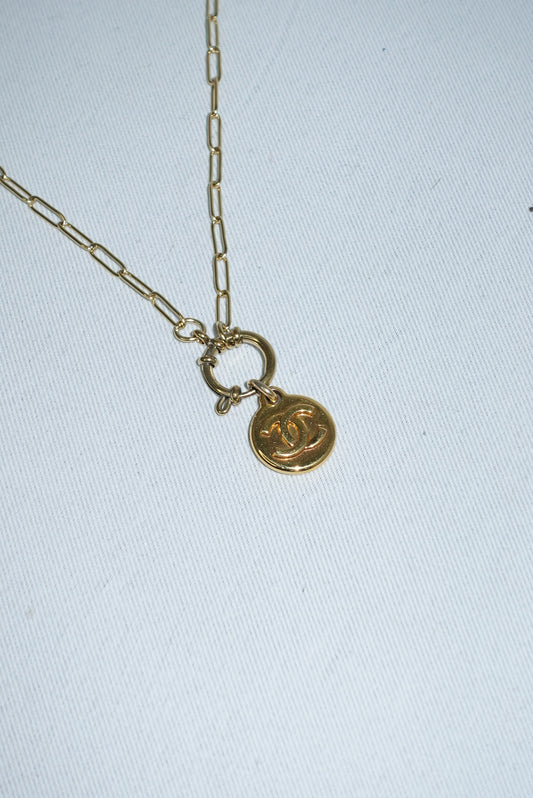 Chanel gold tone reworked vintage pendant necklace statement jewelry