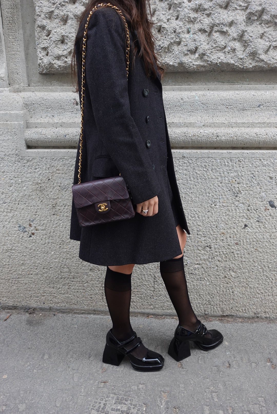 Chanel Vintage Mini Square Quilted Lambskin Bag in Burgundy