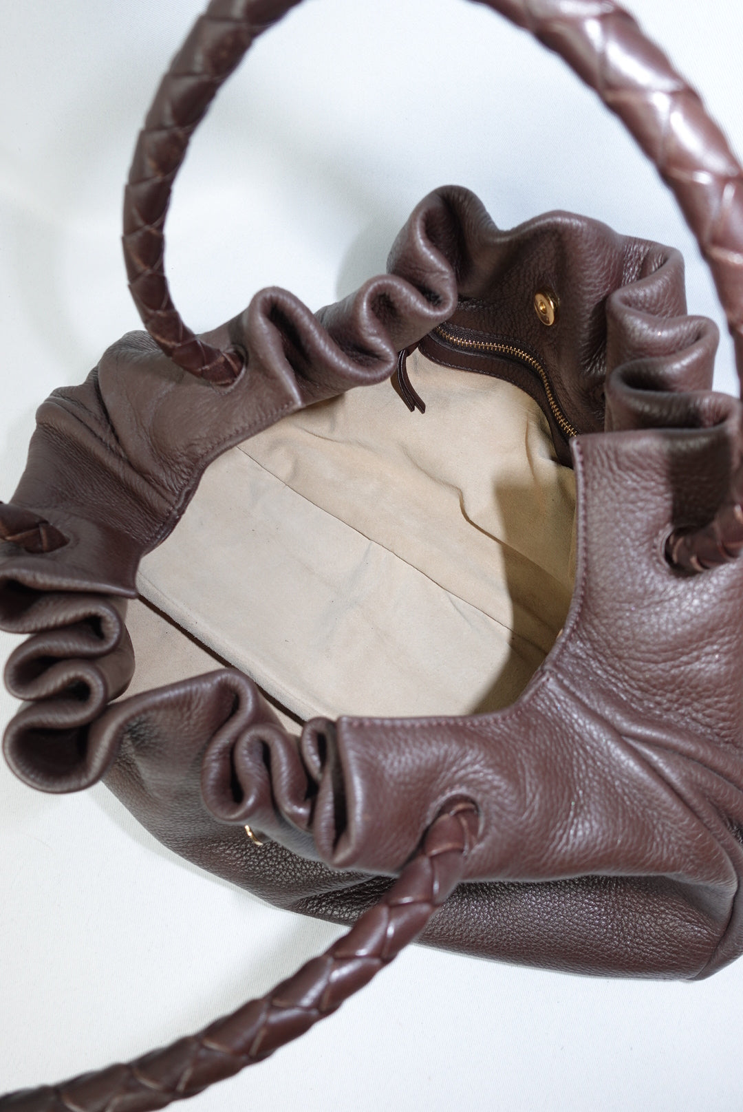 Bottega Veneta Vintage Brown Leather Hobo Bag with Gold-Tone Hardware