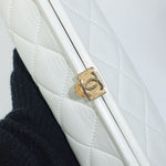 Chanel Vintage White Quilted Leather Clutch