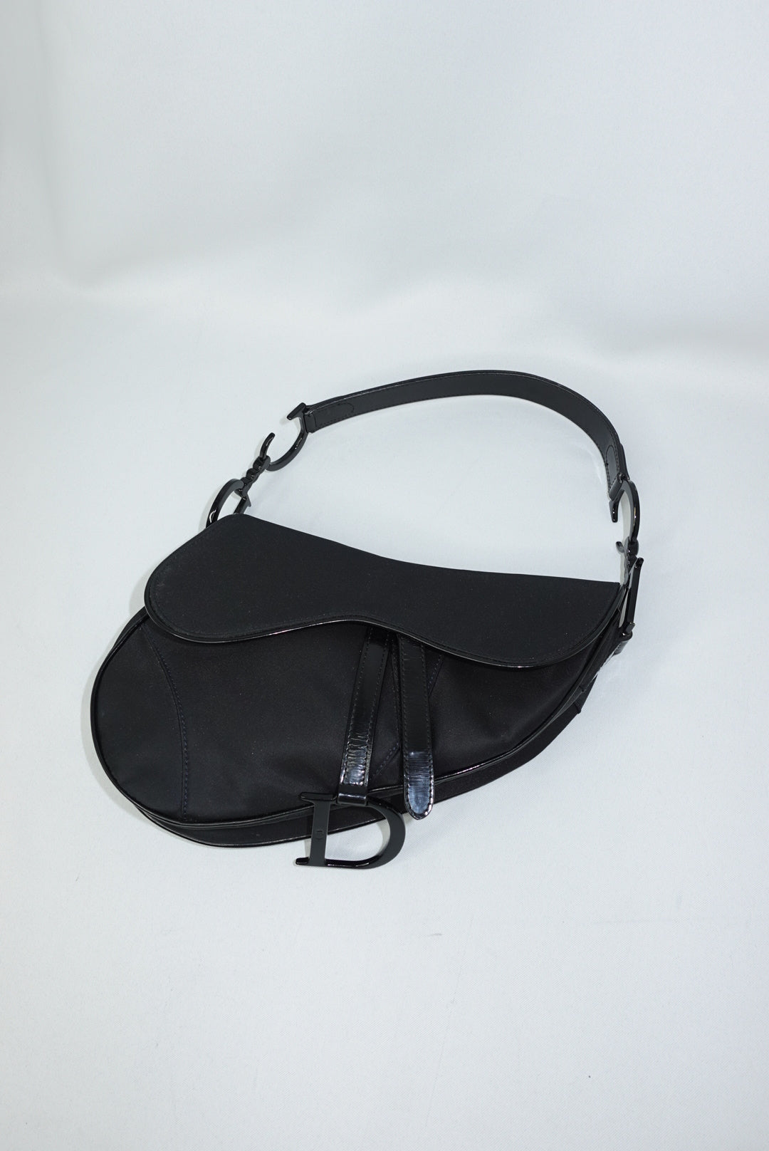 117. Christian Dior Saddle Black Nylon Vintage Shoulder Bag