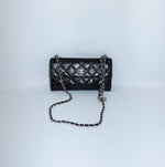 Chanel Black Leather WOC Silver Logo