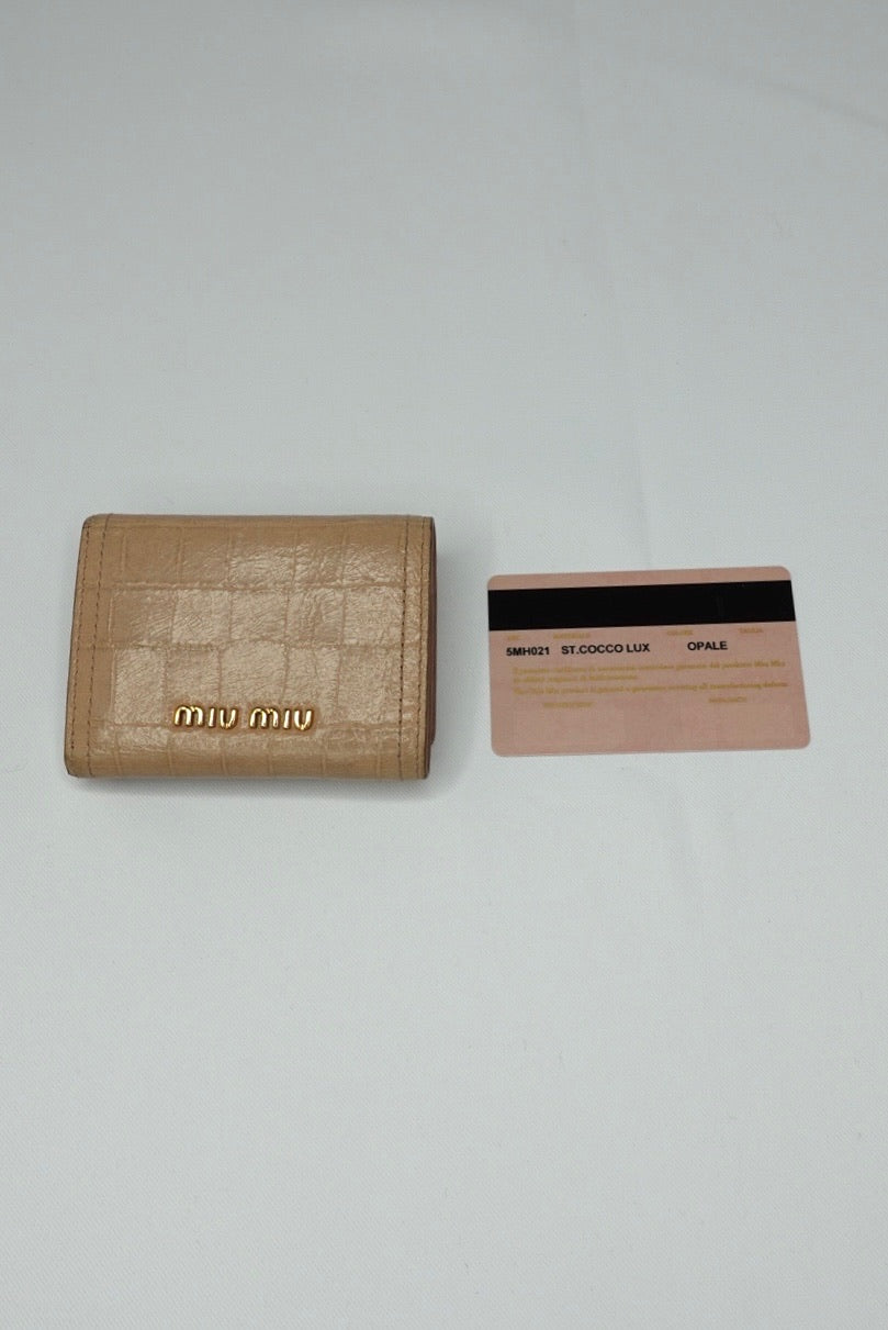 Miu Miu  Double Side Light Pink Crocodile Print Wallet