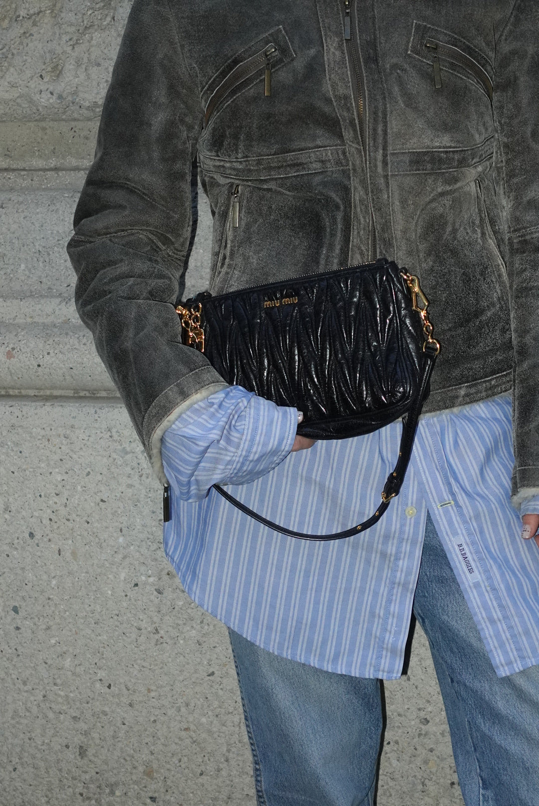 Miu Miu Vintage Wander Matelassé Black Bag w/ Charm