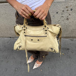 Vintage Balenciaga Motorcycle City Bag Pale Beige Leather