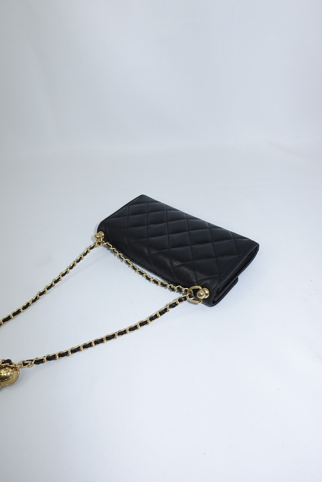Chanel Re-Worked Black Timeless Flap Vintage Wallet with Chain