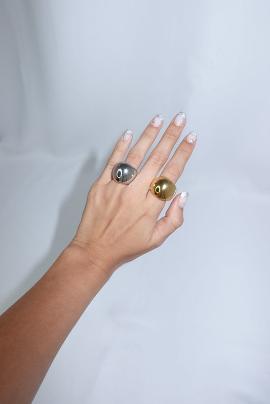 Gold toned Adjustable Inflated Ring in Stainless Steel