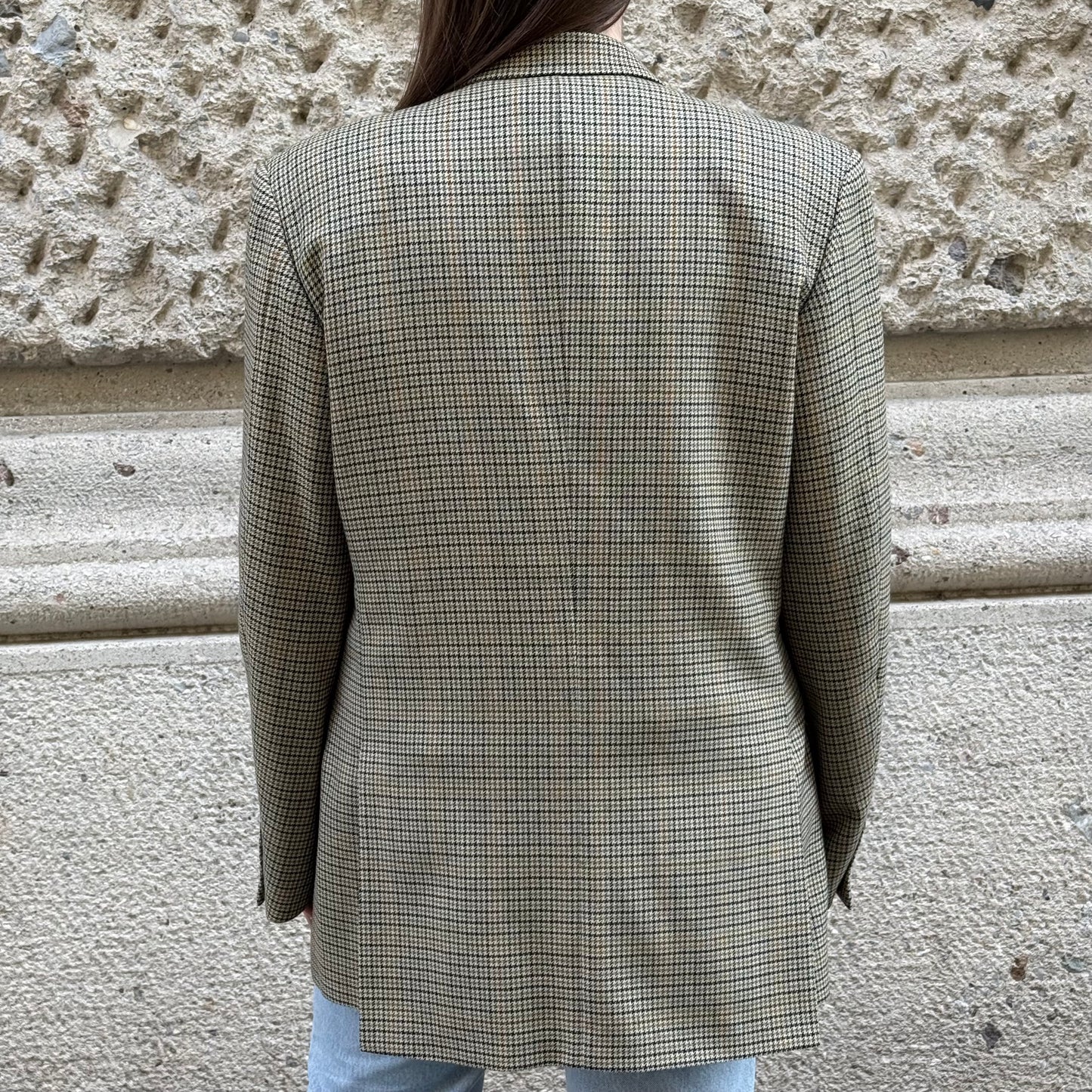 Vintage Oversized Houndstooth Wool Blazer