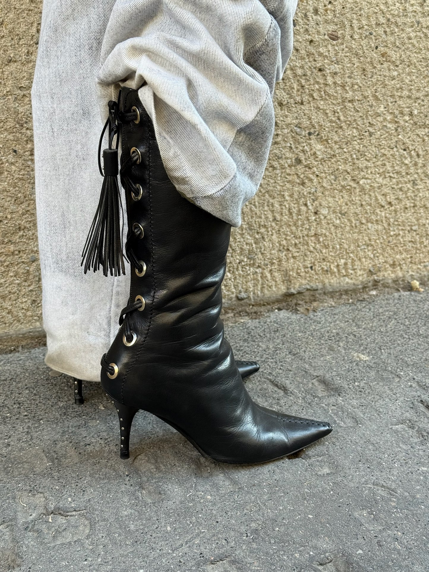 Yves Saint Laurent Vintage Laceup Boots 36.5