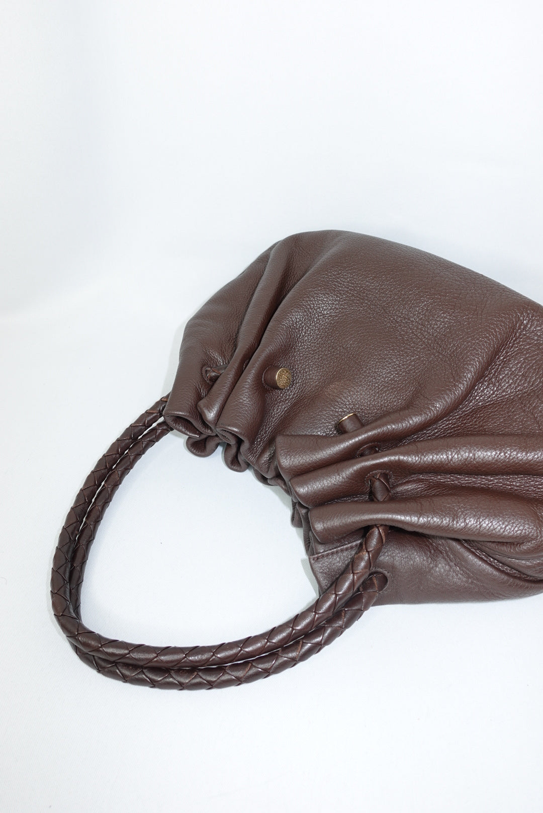 Bottega Veneta Vintage Brown Leather Hobo Bag with Gold-Tone Hardware