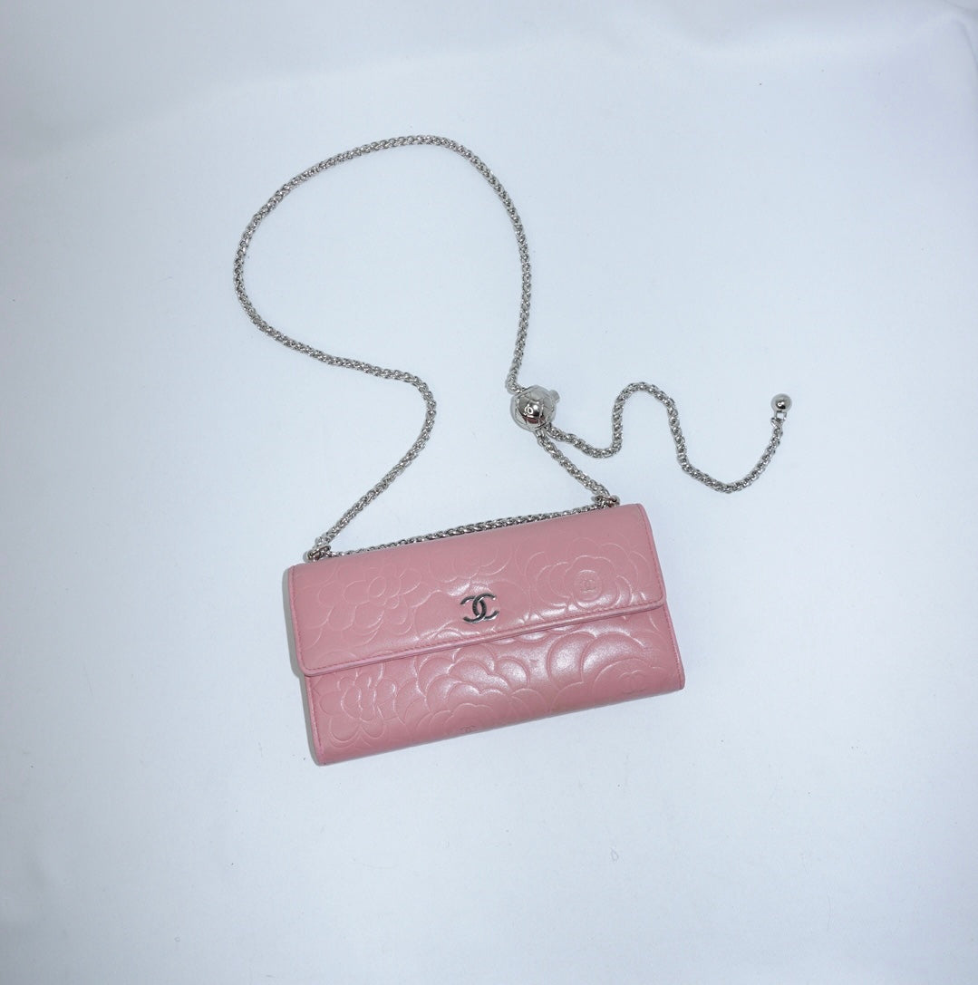     Chanel Pink Flap Wallet with Chain