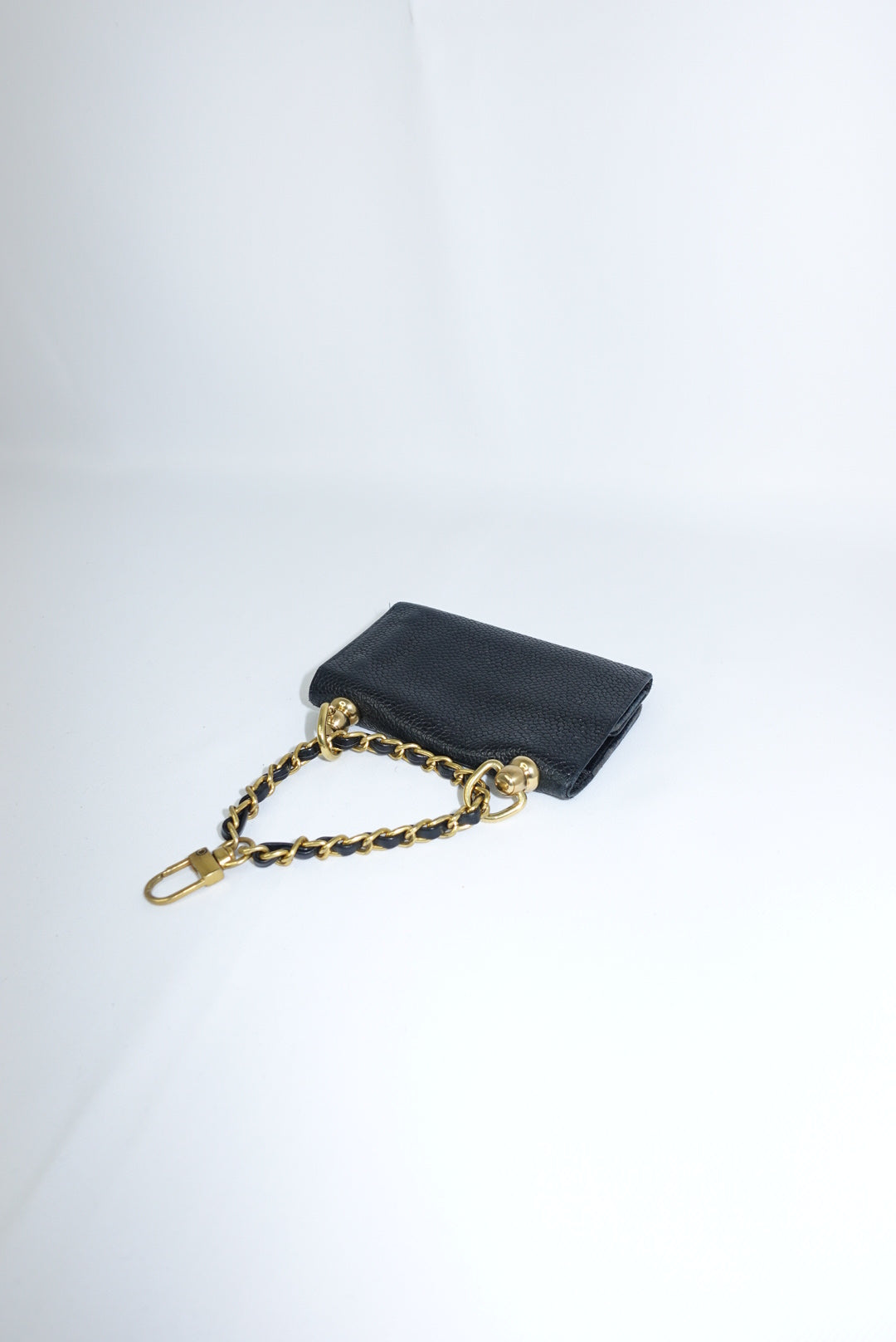 123. Re-Worked Chanel Mini Black Keyholder Caviar Leather W.O.C.