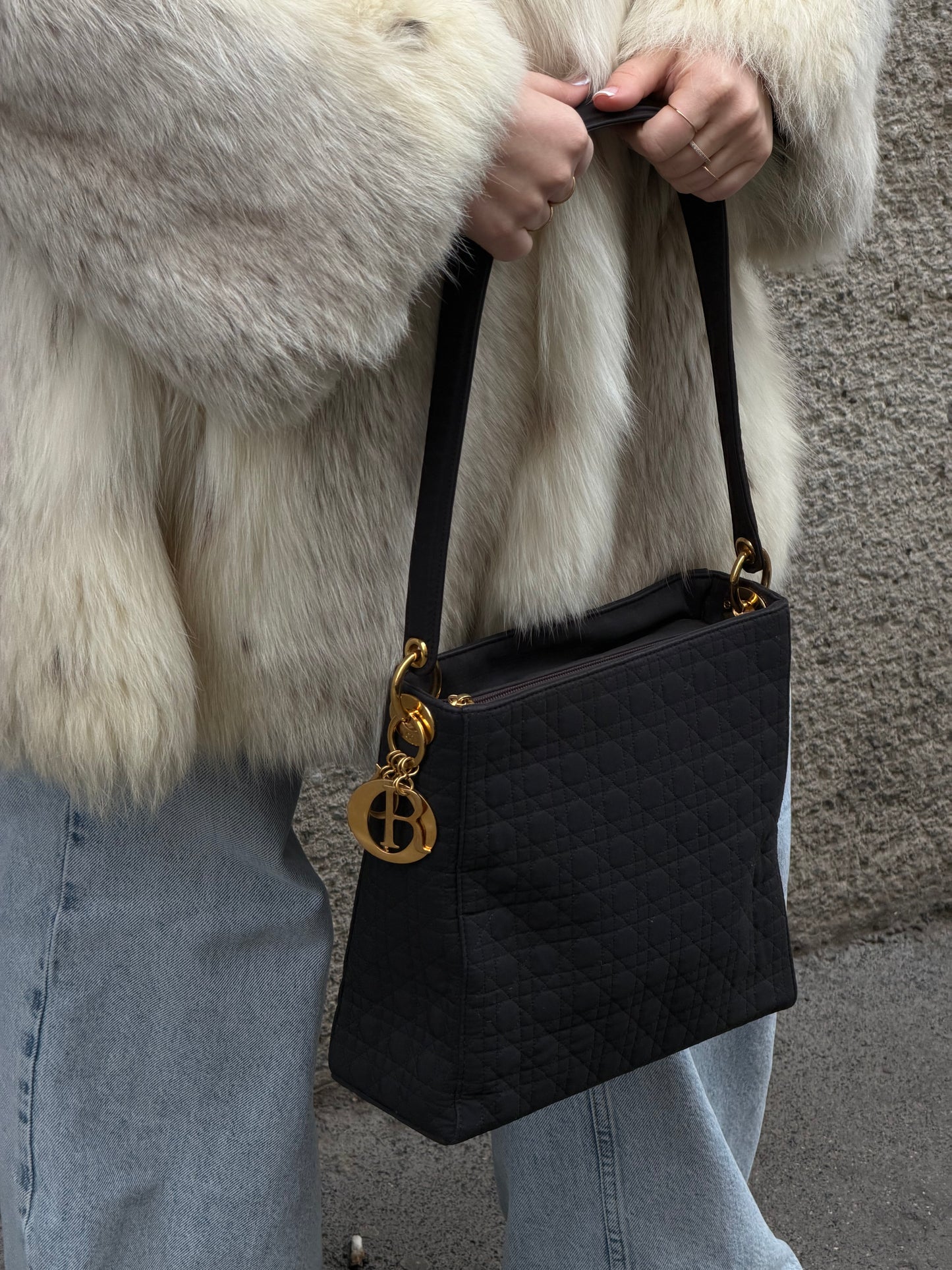 christian dior canage black shoulder bag