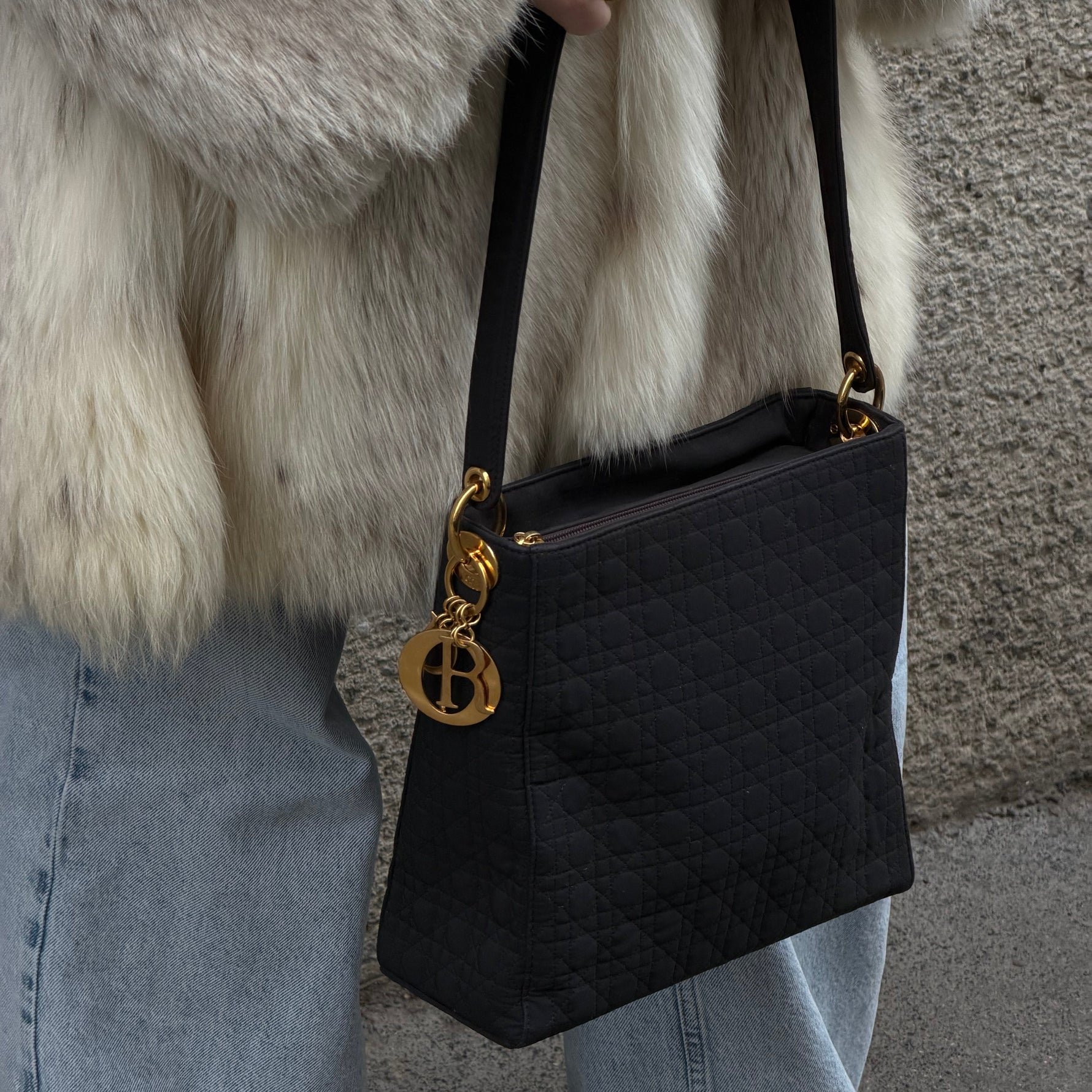 christian dior canage black shoulder bag