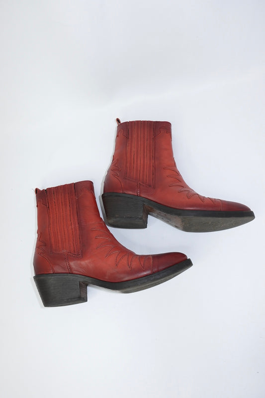 Red Western Ankle Boots 37