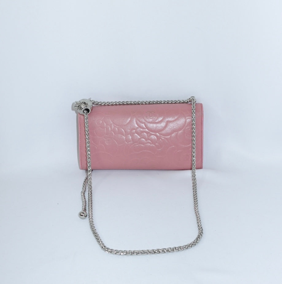 Chanel Pink Camelia Wallet w/Chain