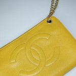 vintage chanel mustard wallet cc logo