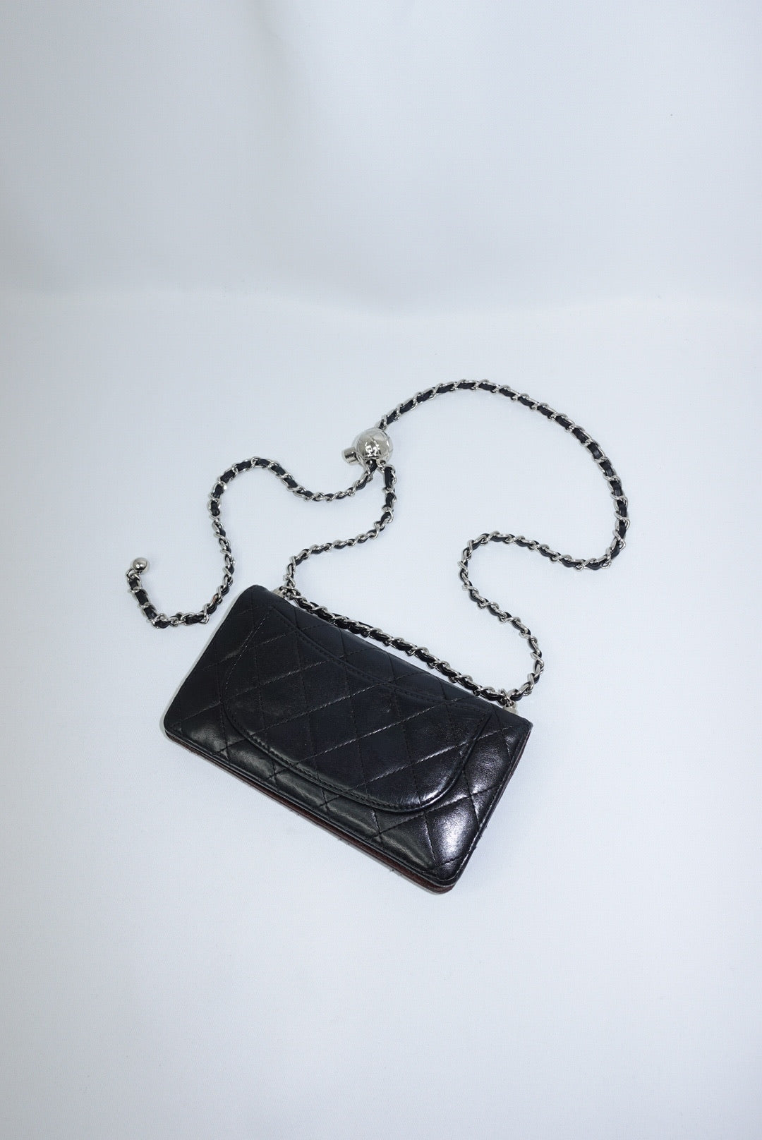 Chanel Re-Worked Black Timeless Bifold Vintage Wallet with Chain