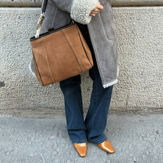 Borsa tote vintage color caramello Mombasa di Yves Saint Laurent