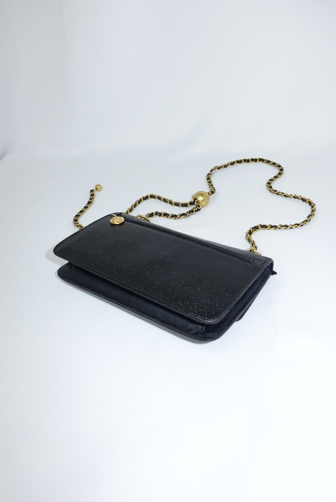 Chanel Re-Worked Vintage Flap W.O.C. Black Caviar CC logo